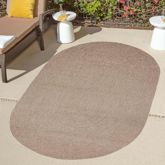 Superior Indoor/Outdoor Area Rug, Reversible Braided Floor Decor for Living Room, Kitchen, Patio, Front Porch, Modern Boho Farmhouse Rugs, Hardwood, Bedroom Accessories, 4' x 6', Latte