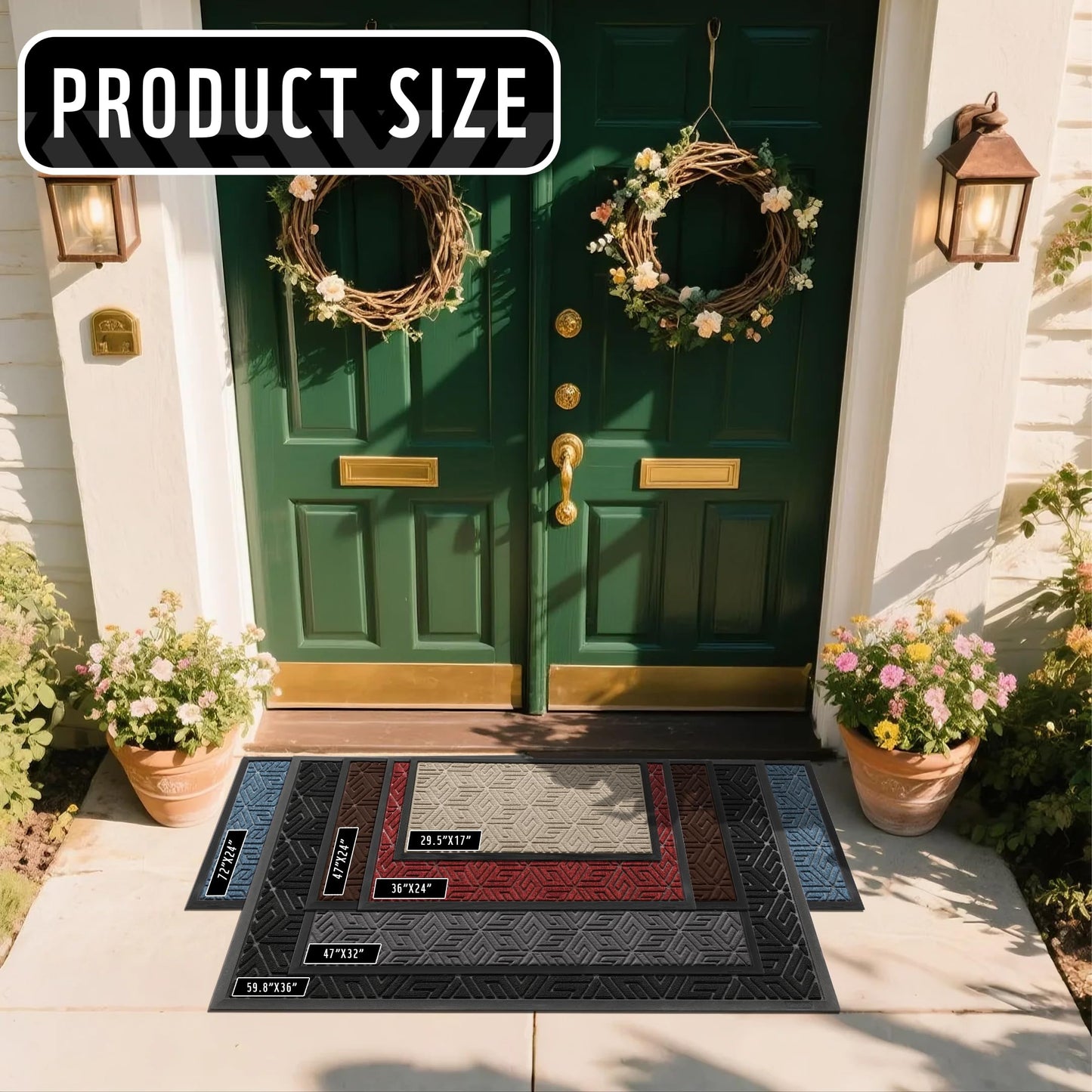 Yimobra Doormat Outdoor Entrance 29.5x17, All-Weather Waterproof Outdoor Mats for Front Door, Non Slip Welcome Door Mat for Patio Proch Outside Entryway Indoor, Gray