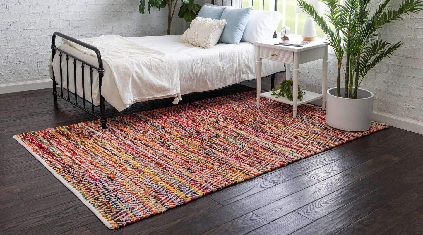 Unique Loom Chindi Chevron Collection Area Rug - Claire (7' 1" x 10' Rectangle, Multi/ Black)