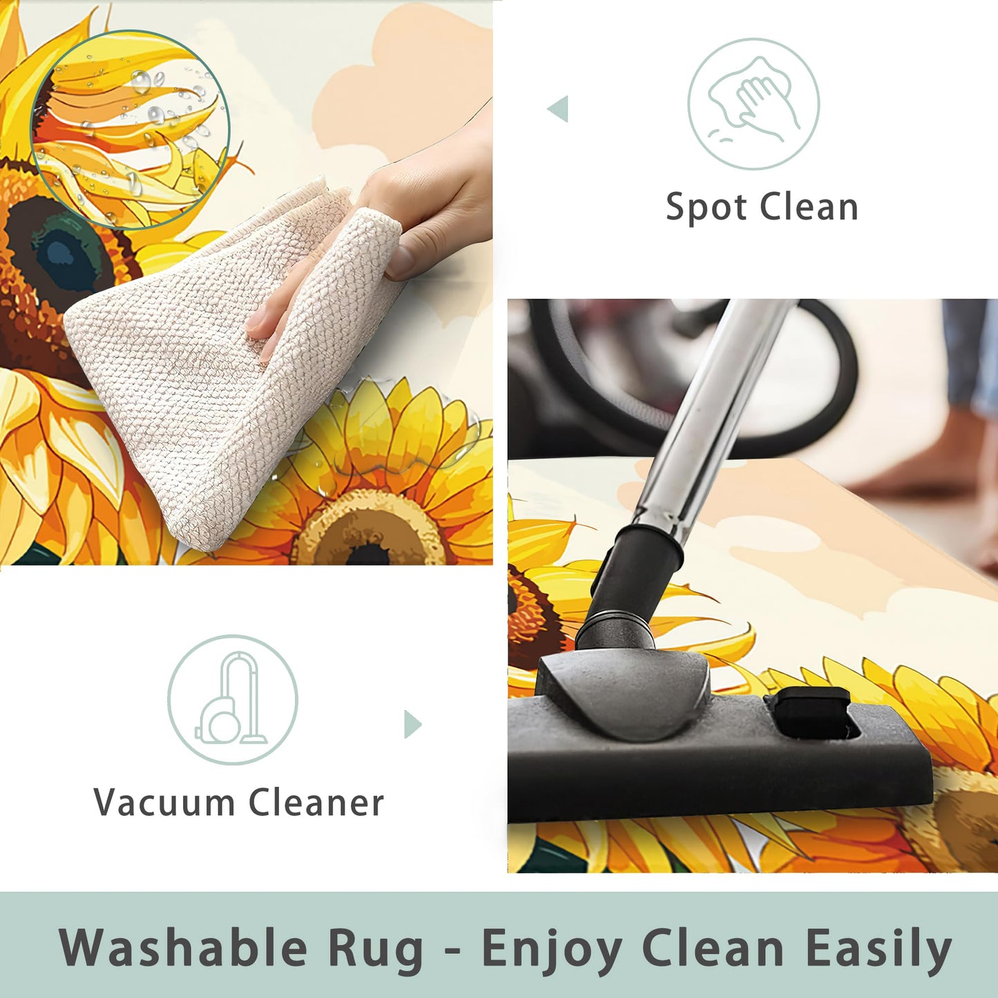 Welcome Mats Blooming Sunshine Indoor Front Door Mats for Home Entrance, Super Non-Slip Floor Mats for Home Entryway, Outdoor Welcome Mat, Easy Clean, 17x 30 inch