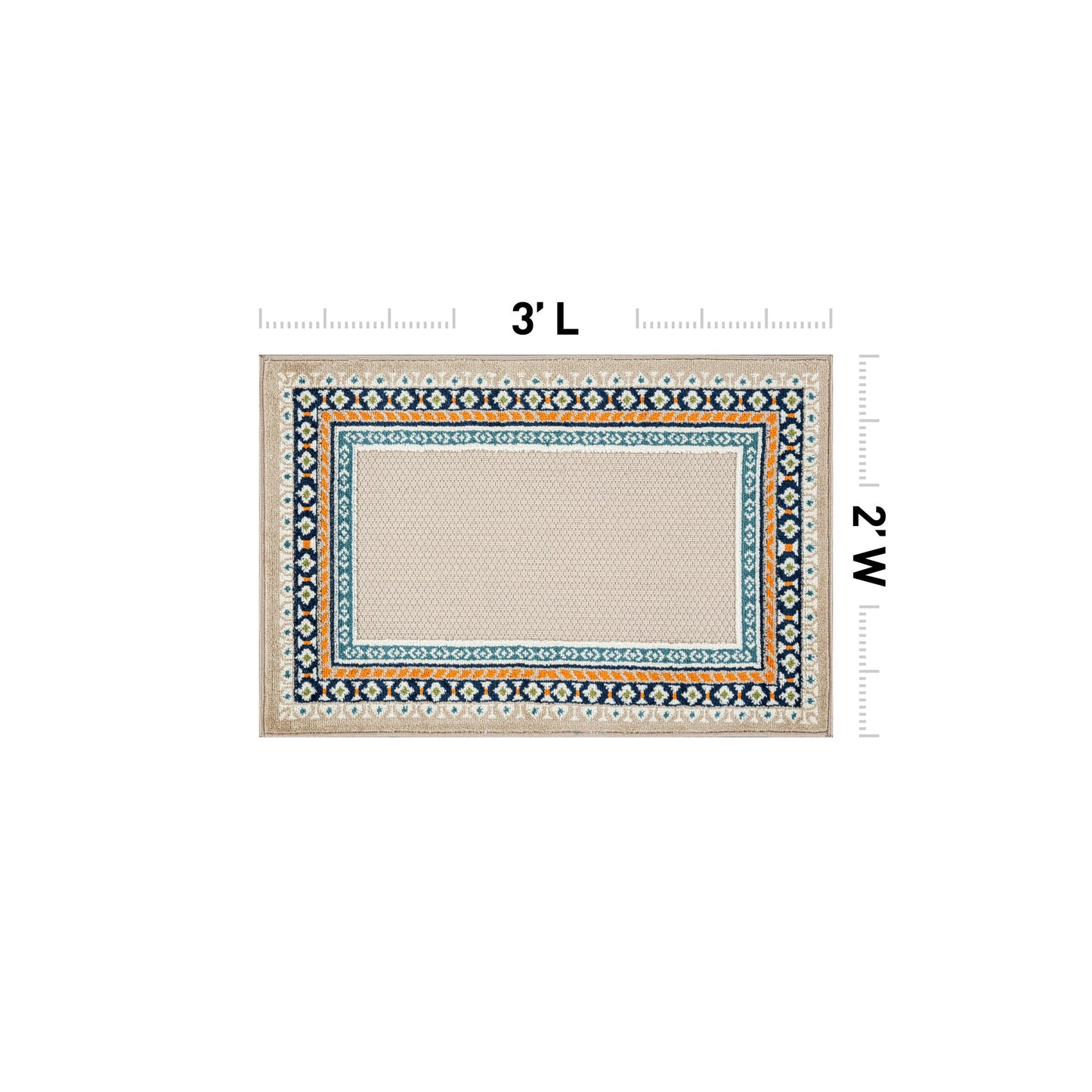 Rugshop Indoor/Outdoor High-Low Textured Area Rug, Coastal Border, Easy-Clean Patio Rug for Porch Deck Balcony 2' x 3' Multi
