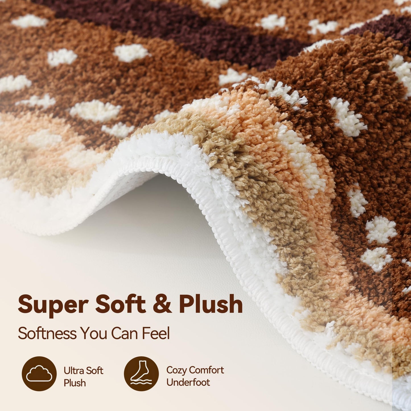 FROZZUR Cute Deer Bath Rug - Soft Washable Non-Slip Bath Mat for Bathroom, Brown Woodland Fawn Animal Print Rug Wild Animals Decor, Funny Kids Bathroom Rug Absorbent