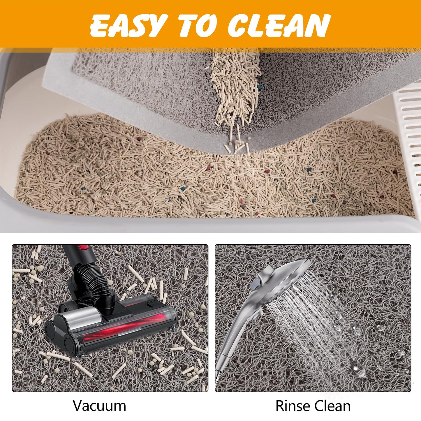 ondware Cat Litter Mat, 20x15 in Litters Box Mat Waterproof Non-Slip Easy to Clean Washable Trapping Mat for Kitty(Gray)