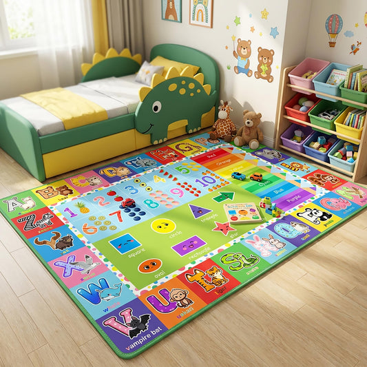 Wiero Kids Rug - 3x5 Feet ABC Rug for Playroom Nursery Educational Area Rugs with Alphabet Numbers Shapes Animals Children Play Mat for Bedroom Classroom Floor Decor