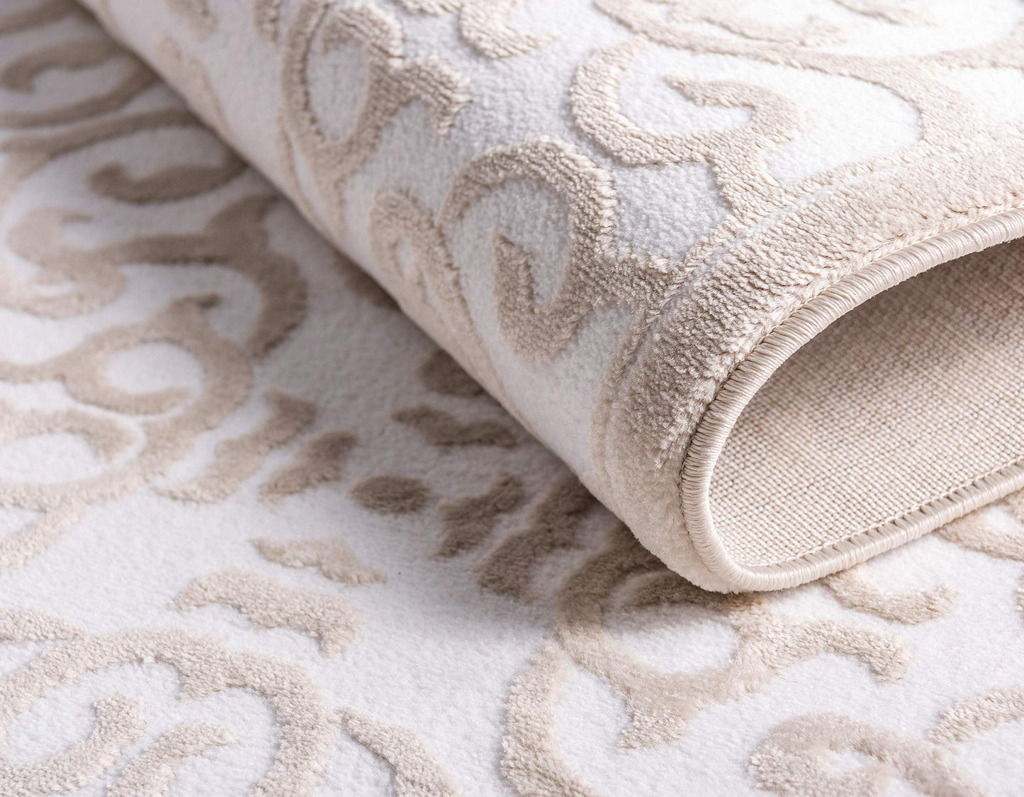 Unique Loom Rushmore Collection Area Rug - Johnson (8' x 11' 8" Rectangle, Snow White/ Beige)
