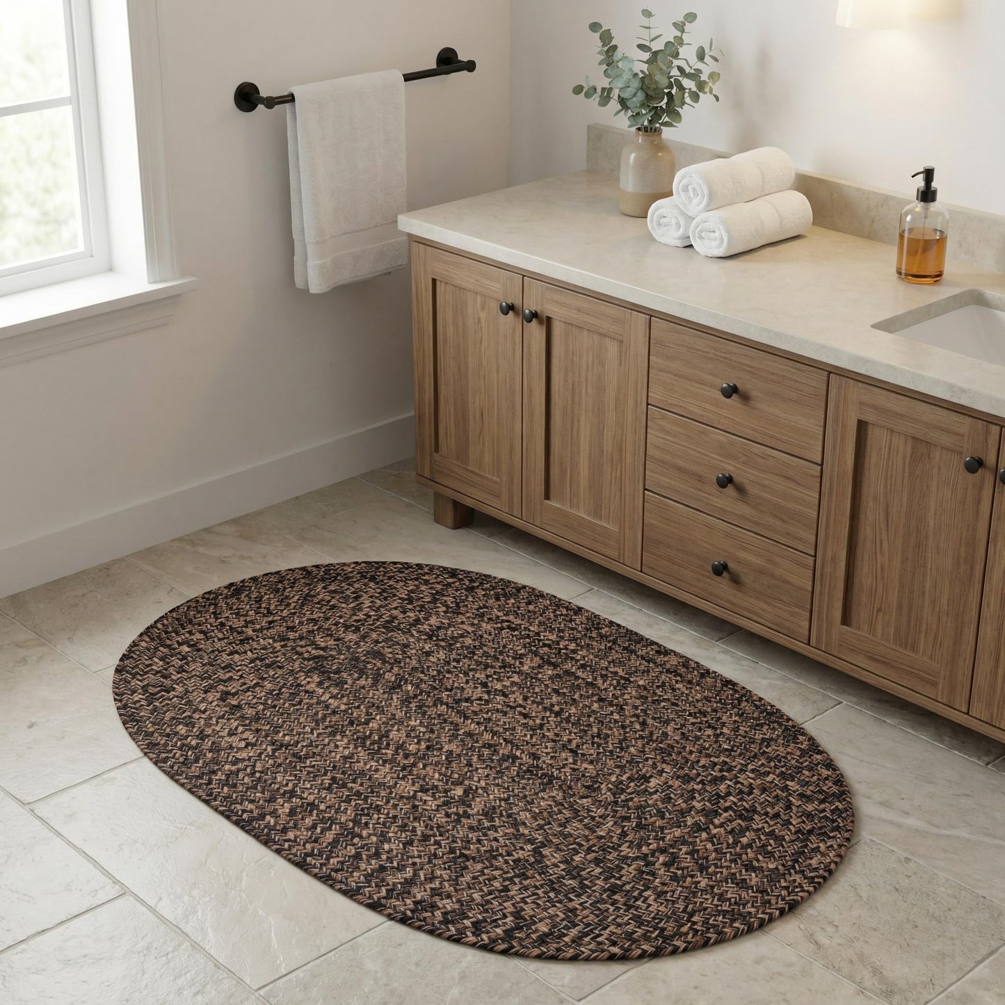 Super Area Rugs Black/Gold Braided Rug - Entryway Door Mat - 2x3 ft Indoor Outdoor Farmhouse Kitchen Braided Rug