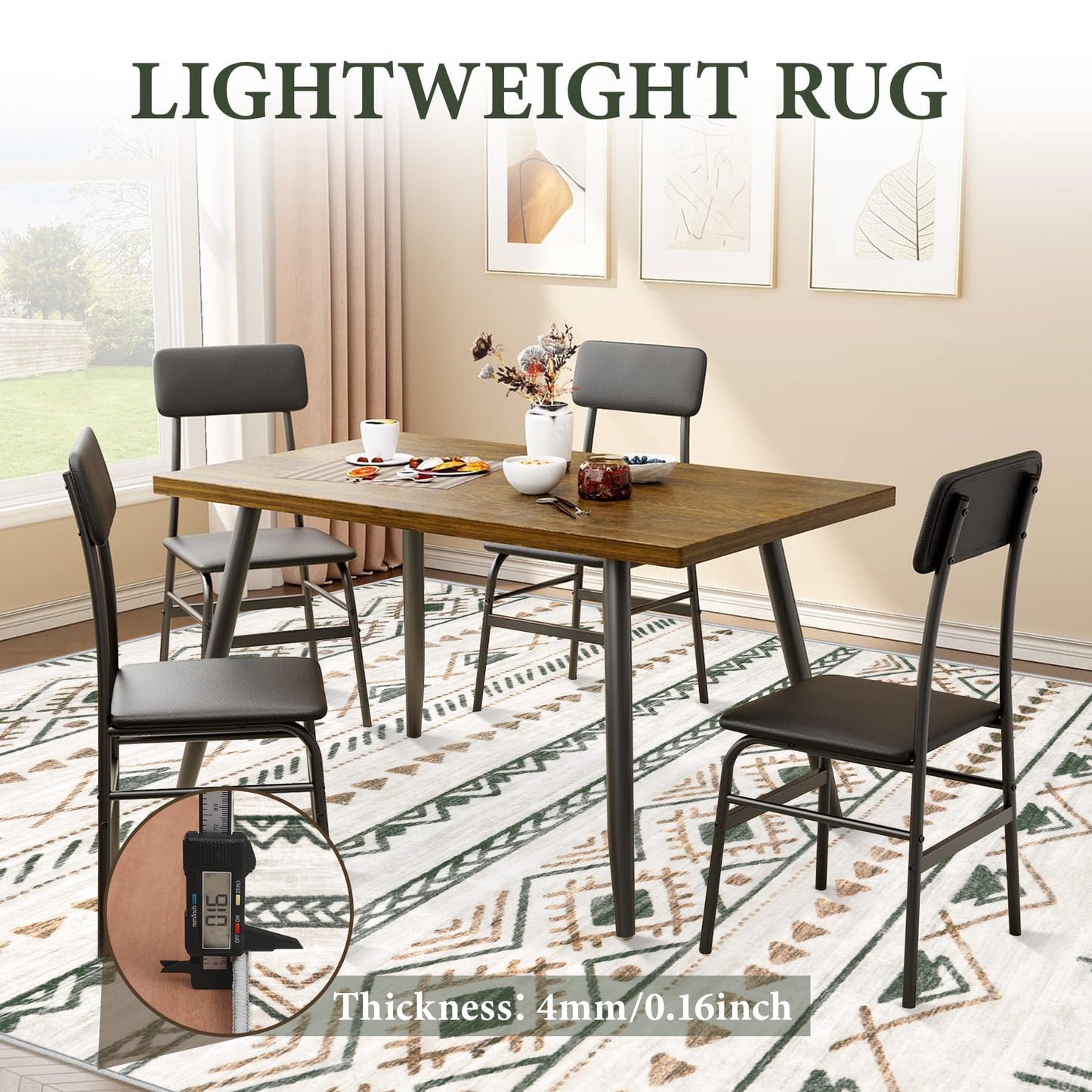 Area Rug Living Room Rugs 8x10 - Large Soft Boho Geometric Rug, Non-Slip Foldable Washable Rugs Non Shedding Morden Indoor Floor Carpet for Living Room Bedroom Office Dining Room(Brown Green,8'x10')