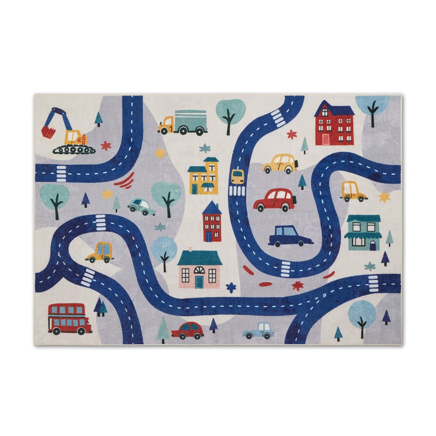 SLEEP ZONE Kids Rugs for Playroom, Area Rugs for Bedroom Girls and Boys, Washable Nursery Rug Carpet, Non Slip Rug Play Mat for Playing with Cars, City View, 4X6 Feet