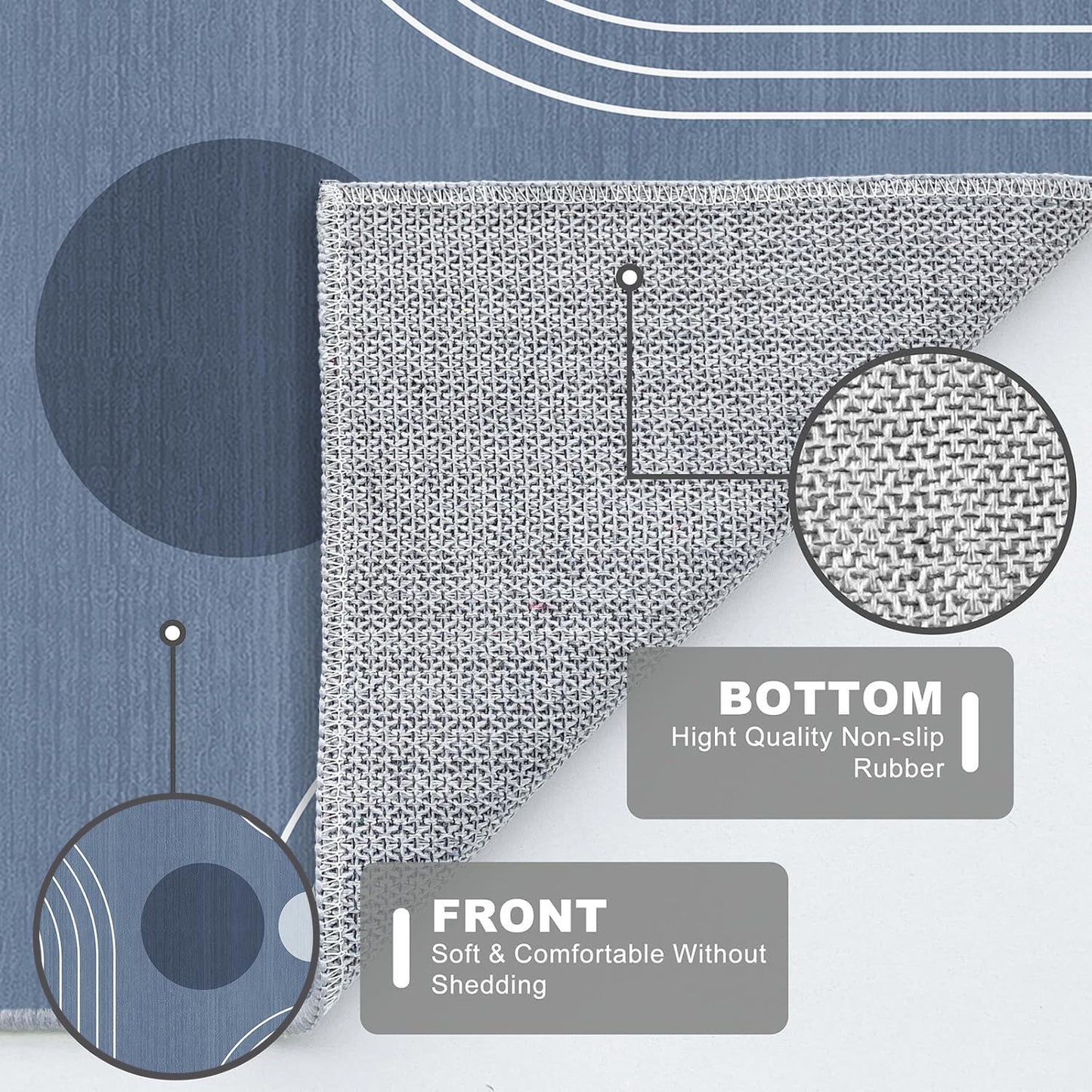 Area Rug 5x7 Boho Modern Minimalist Geometric Abstract Rug Dusty Blue Mid Century Modern Rug for Living Room Machine Washable Non-Slip Printed Low Pile Indoor Carpet for Bedroom Dining Room Office