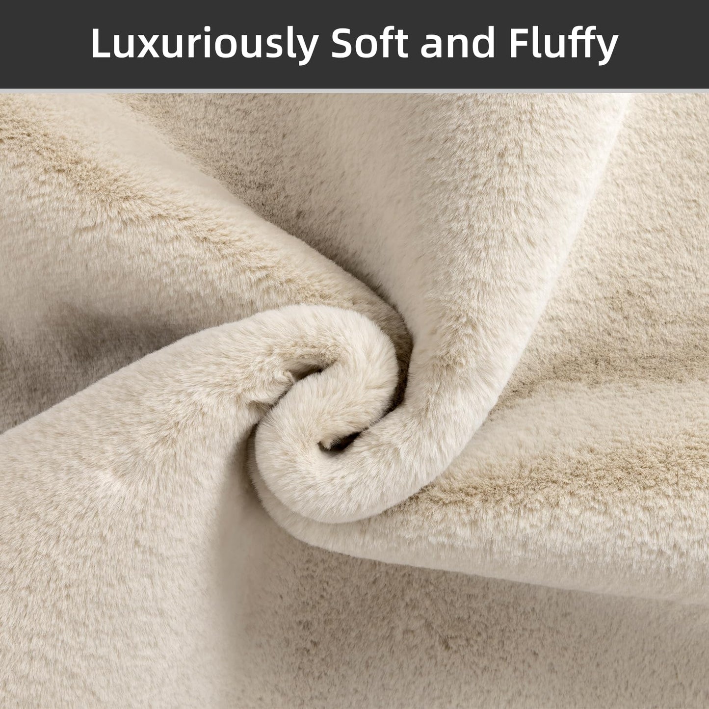 SHACOS Ultra Soft Faux Rabbit Fur Area Rug 5'x7', Non Slip Washable Padded Living Room Rugs, Fluffy Cozy Indoor Modern Carpet for Bedroom Dining Room Kids Room Dorm Home Decor, Beige