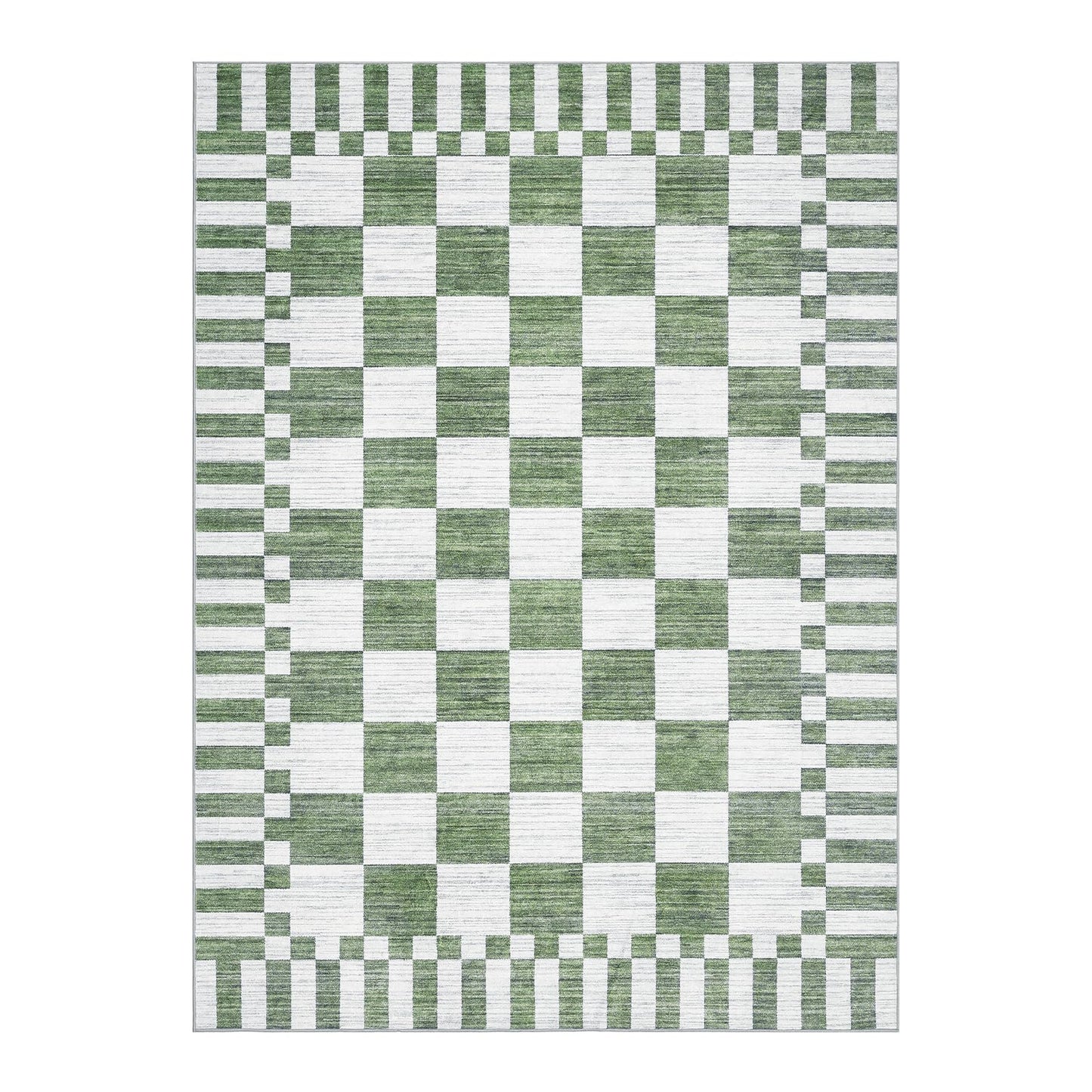GarveeHome 8×10 Area Rugs for Living Room,Sage Green Checkered Rug, Non-Slip Washable Rugs 8x10,Soft Low-Pile Farmhouse Geometric Modern Rug for Bedroom Dining Room