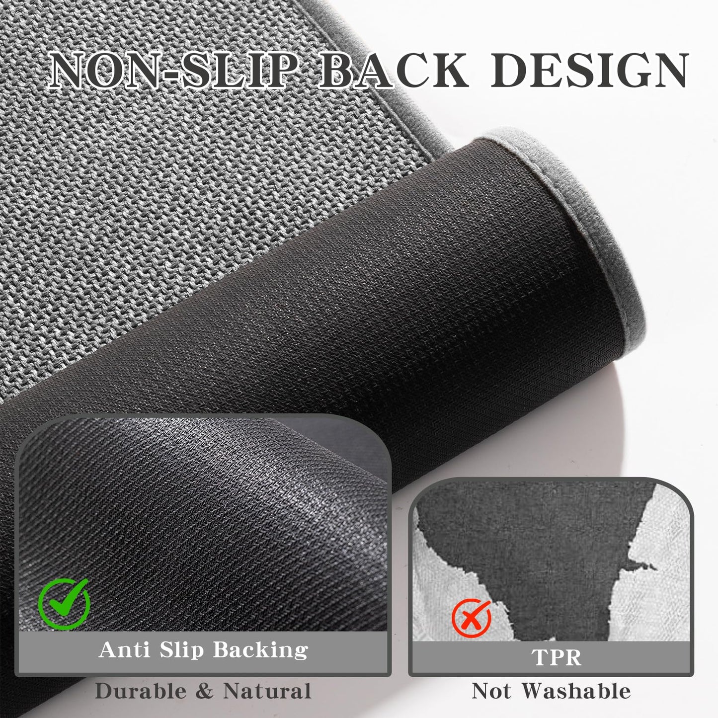 chakme Bathroom Rugs Mat 24x17, Ultra Thin Non Slip Bath Mat Small Quick Dry Absorbent Bath Mat for Bathroom Floor, (Dark Grey, 24"x17")
