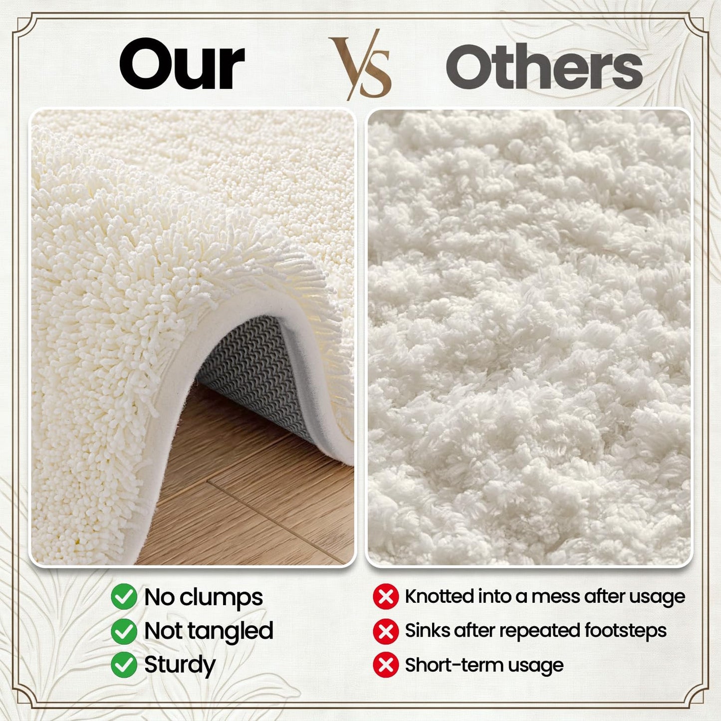DEXI Bathroom Rugs Non Slip Washable 32x20, Ultra Soft and Water Absorbent Bath Mat, Thick Plush Fluffy Microfiber Bath Rug Carpet for Shower Floor, Tub, Sink, Ivory