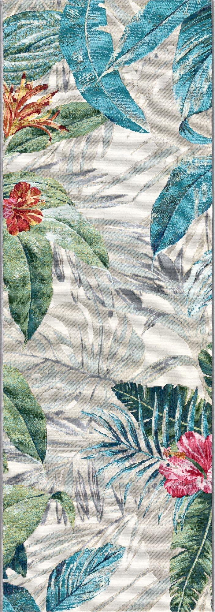 Unique Loom Outdoor Botanical Collection Area Rug - Kula (2' x 6' 1" Runner, Multi/ Gray)