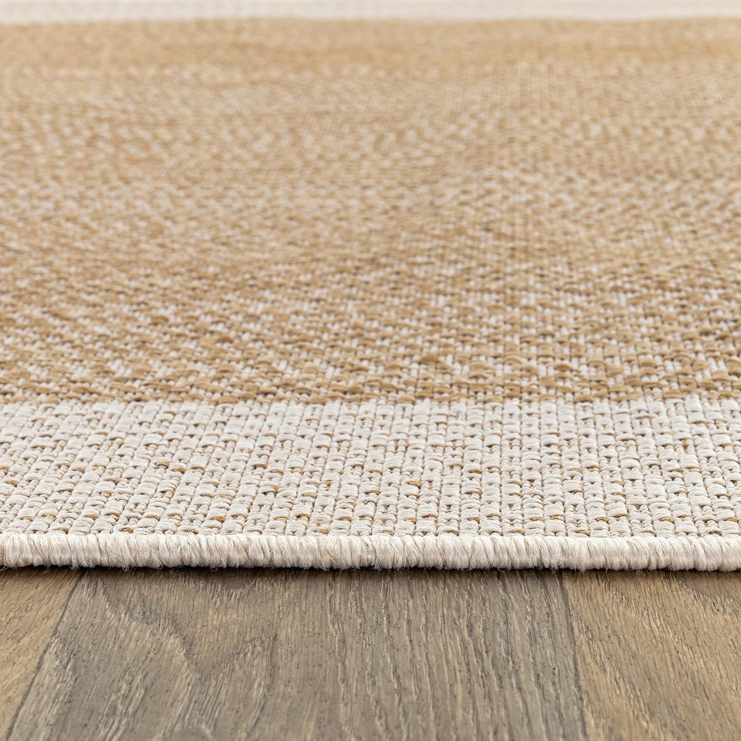 Rugshop Natural Braided Geometric Reversible Weather Resistant Indoor/Outdoor Area Rug, for Patio, Balcony and Living Room, 5' x 7'