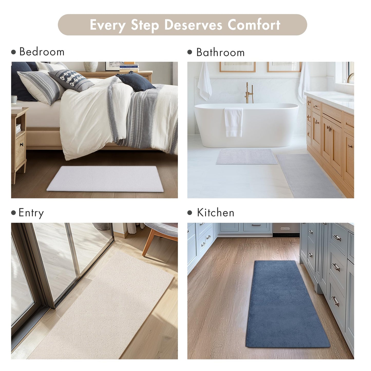 Madison Park Marshmallow Bathroom Rug Non Slip, Luxrurious Plush Bath Mat, Absorbent, Quick Dry, Spa Design Bath Room Décor, 20x30, Natural