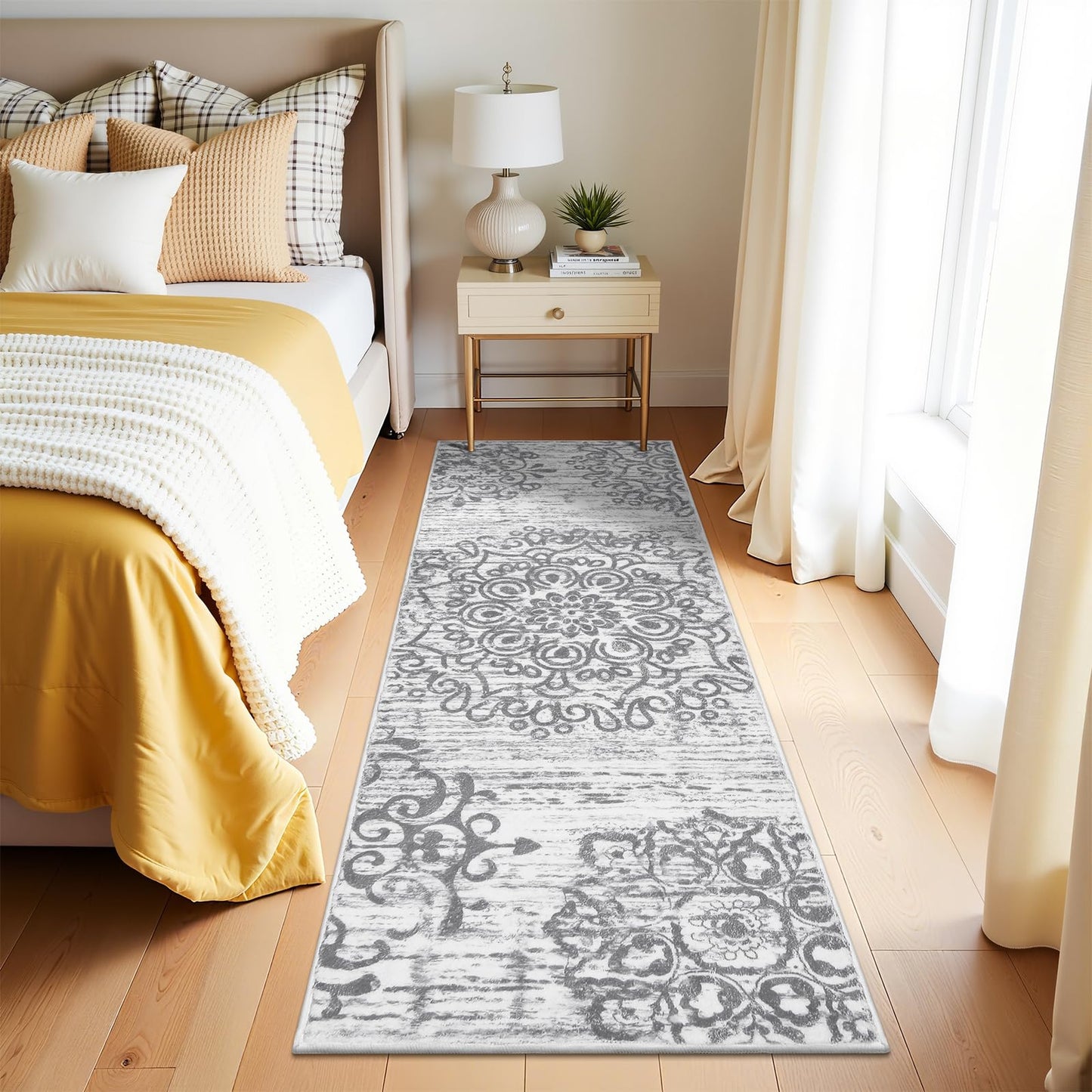 HEBE Hallway Runner Rug 2'x6' Washable Vintage Kitchen Rugs Non Slip Laundry Rug Runner Distressed Boho Floor Carpet Runners for Hallways Entryway Laundry Room Kitchen Bathroom