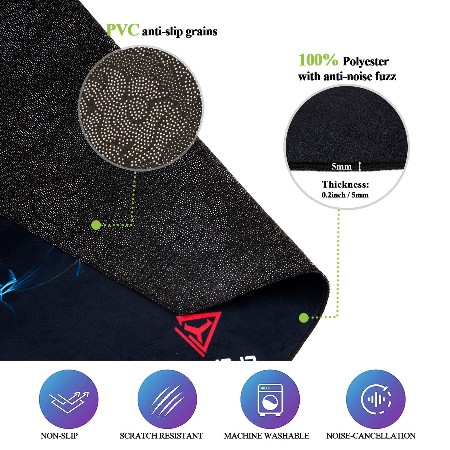YOLOJOJO Office Chair Mats Hard-Floor Chair Mats Office Gaming Chair Mat with Blue Lightning Design, Octagon Shape (Purple)