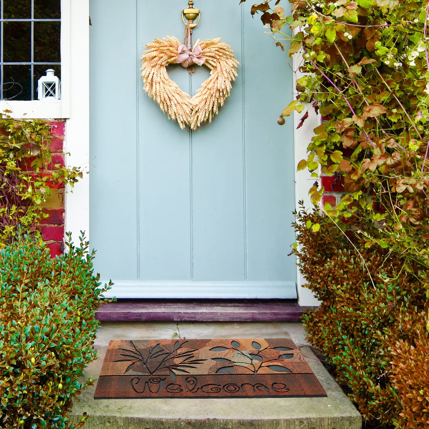 CHICHIC Door Mat Welcome Mat 18x 30 Inch Front Door Mat Outdoors for Home Entrance Outdoors Mat for Outside Entry Way Doormat Entry Rugs, Heavy Duty Non Slip Rubber Back Low Profile, Fall Leaves