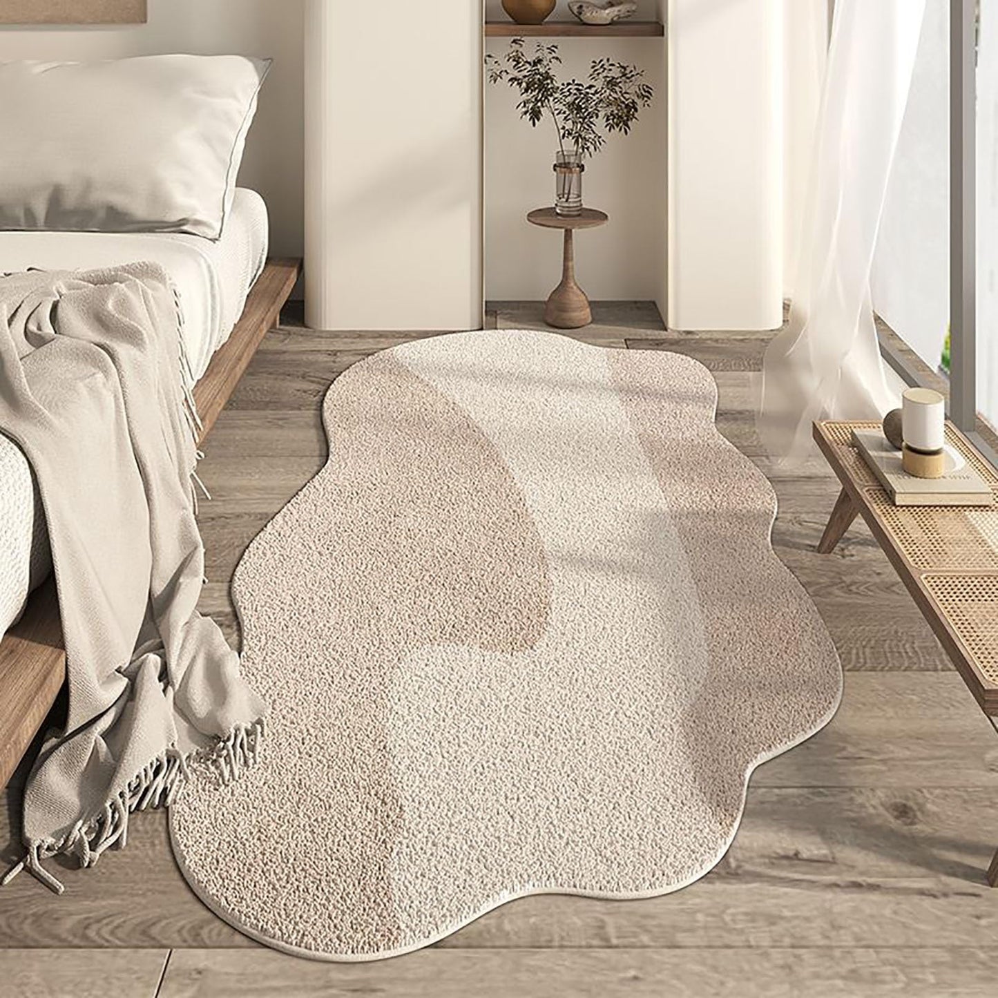 HKENIZPP Modern Irregular Cloud Shaped Rug,Non-Slip Area Rugs, Fluffy Faux Wool Carpet,Indoor Washable Rug, 19.7x47.2in