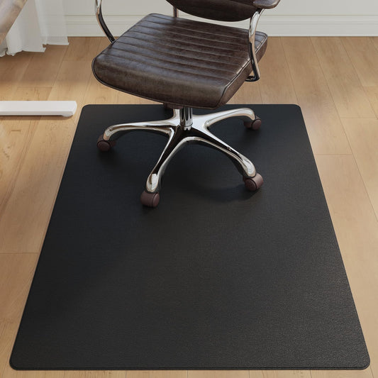 Color&Geometry Anti Scratch Ultra Thin Leather Chair Mat for Hard Floor Protection 36"x47"- Waterproof, Non-Slip, Noise Reduce, Easy Clean Home Office Floor Rug for Under Desk, Black (Rolled Packed)