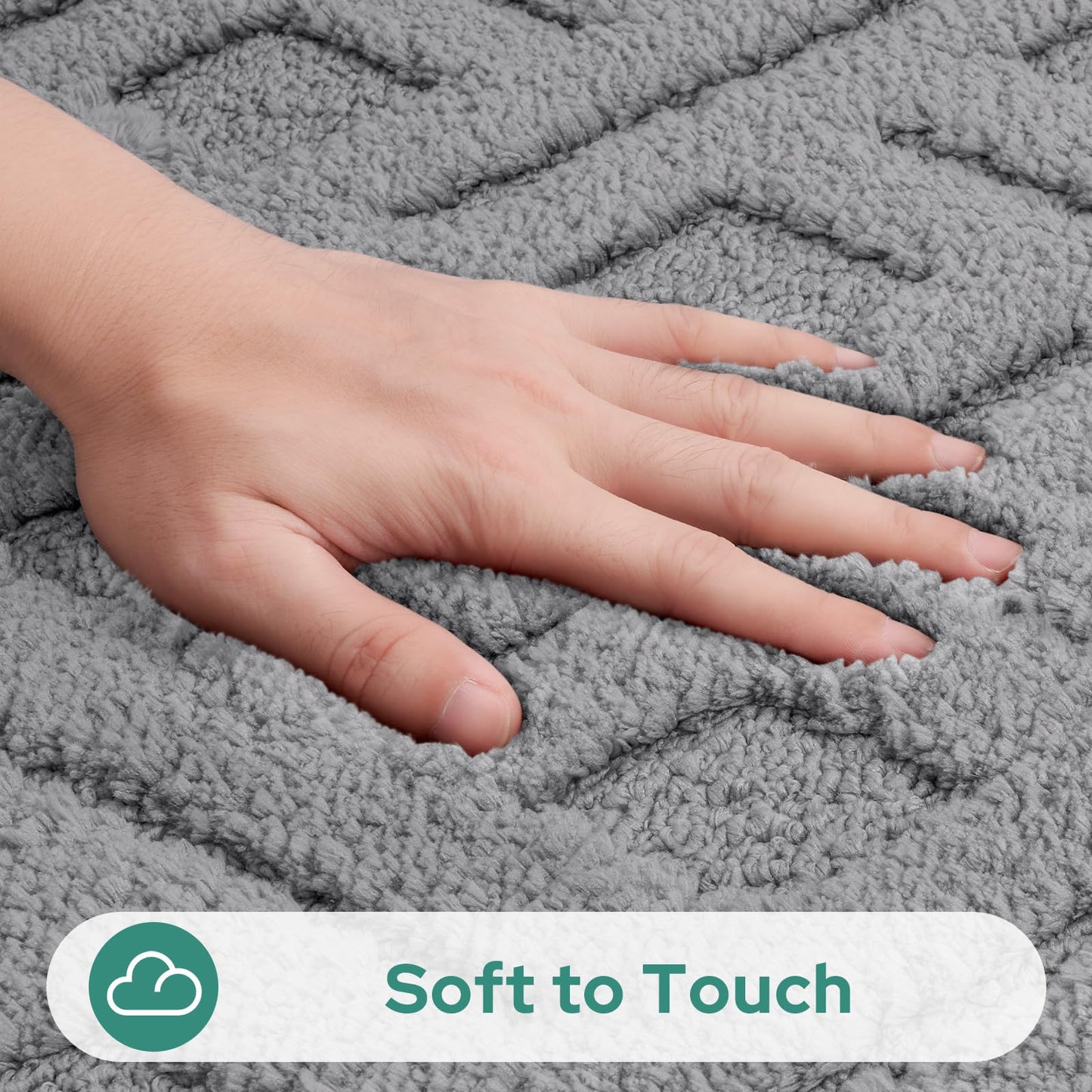 HOMEIDEAS Grey Bathroom Rug Set 2 Piece, Soft Microfiber Tufted Bath Mats, Super Absorbent Non Slip, Machine Washable Bathroom Rugs for Tub, Shower and Floor, 20" x 32" Plus 16" x 24"
