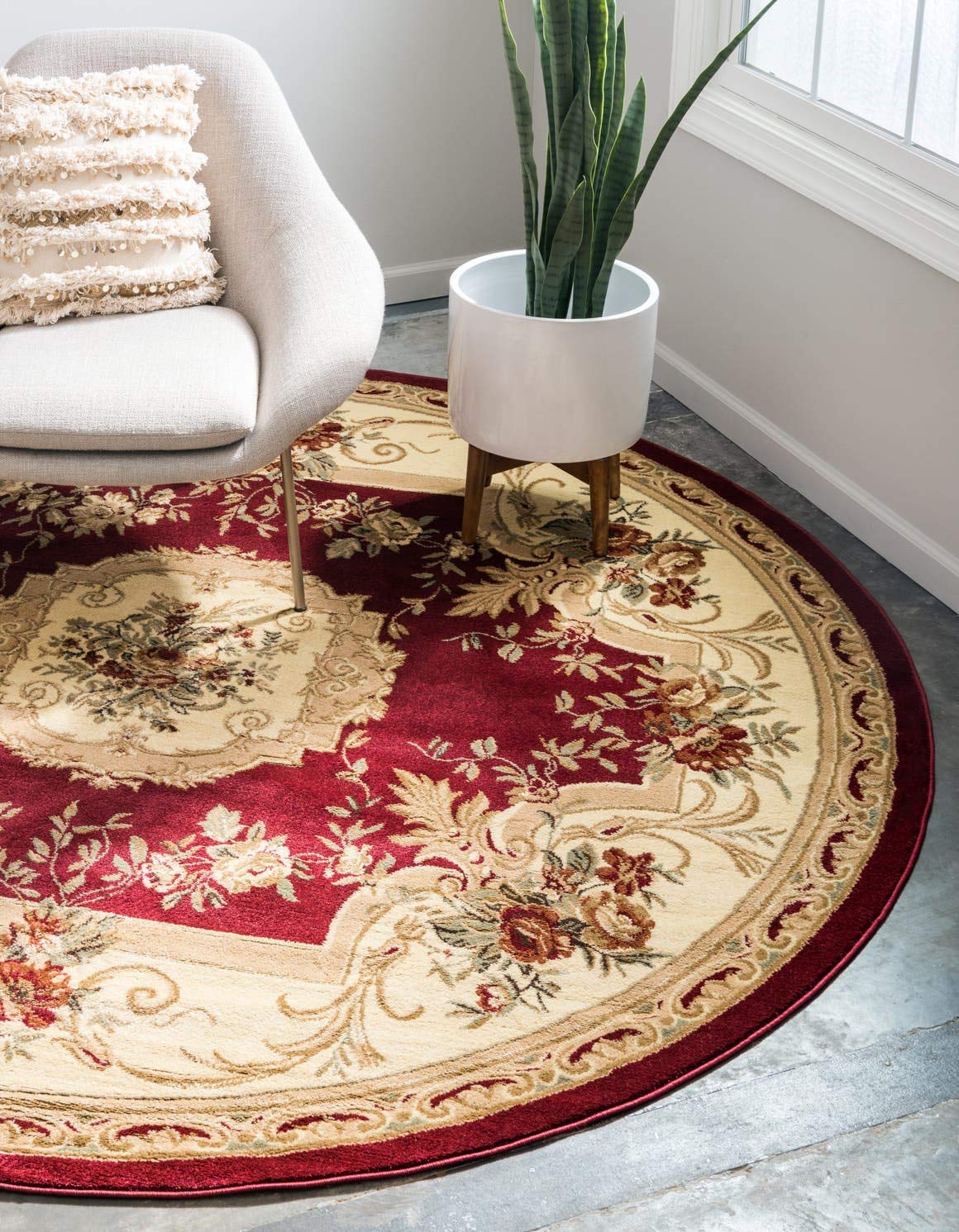 Unique Loom Versailles Collection Area Rug - Henry (7' 10" Round Red/Brown)