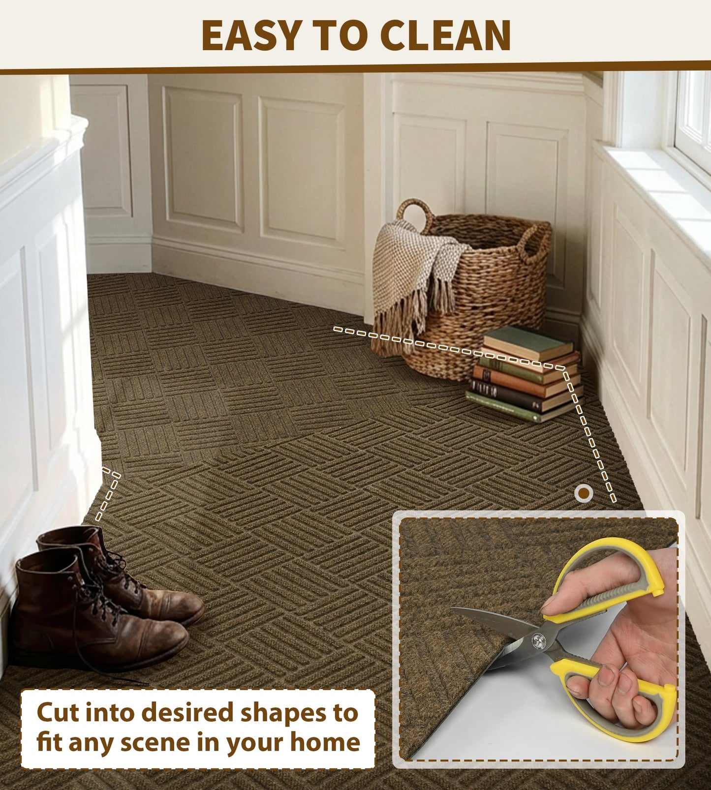 jxgzyy Hallway Runner Rug 2'11" x 9'10", Non-Slip Commercial Outdoor Carpet Runner, Heavy Duty Entrance Floor Mat for Narrow Halls, Patio, Garage and Entryways, Coffee