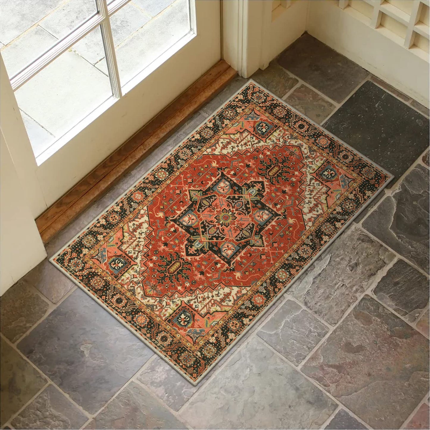 Collive Washable Indoor Door Mat, Non Slip Retro Entryway Rug 20" x 32" Doormat Quick Absorbent Entrance Rug Distressed Front Door Mat, Welcome Mats Floor Mat Doormats for Kitchen Home Patio