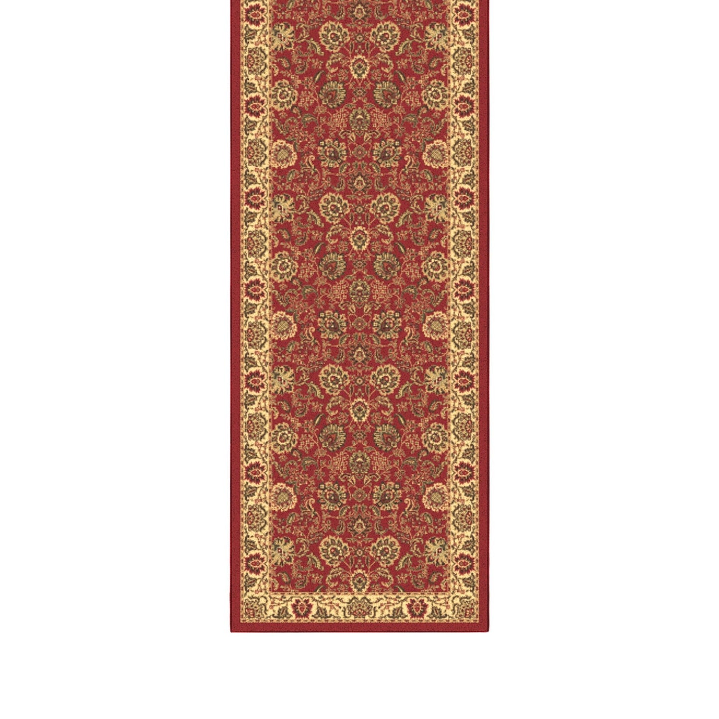 Ottomanson Front Door Mat – Non Slip Indoor Entryway Rug, Low Pile Stain Resistant Floor Mat for Mudroom & High Traffic Areas, 1'10.5" x 2', Red Oriental