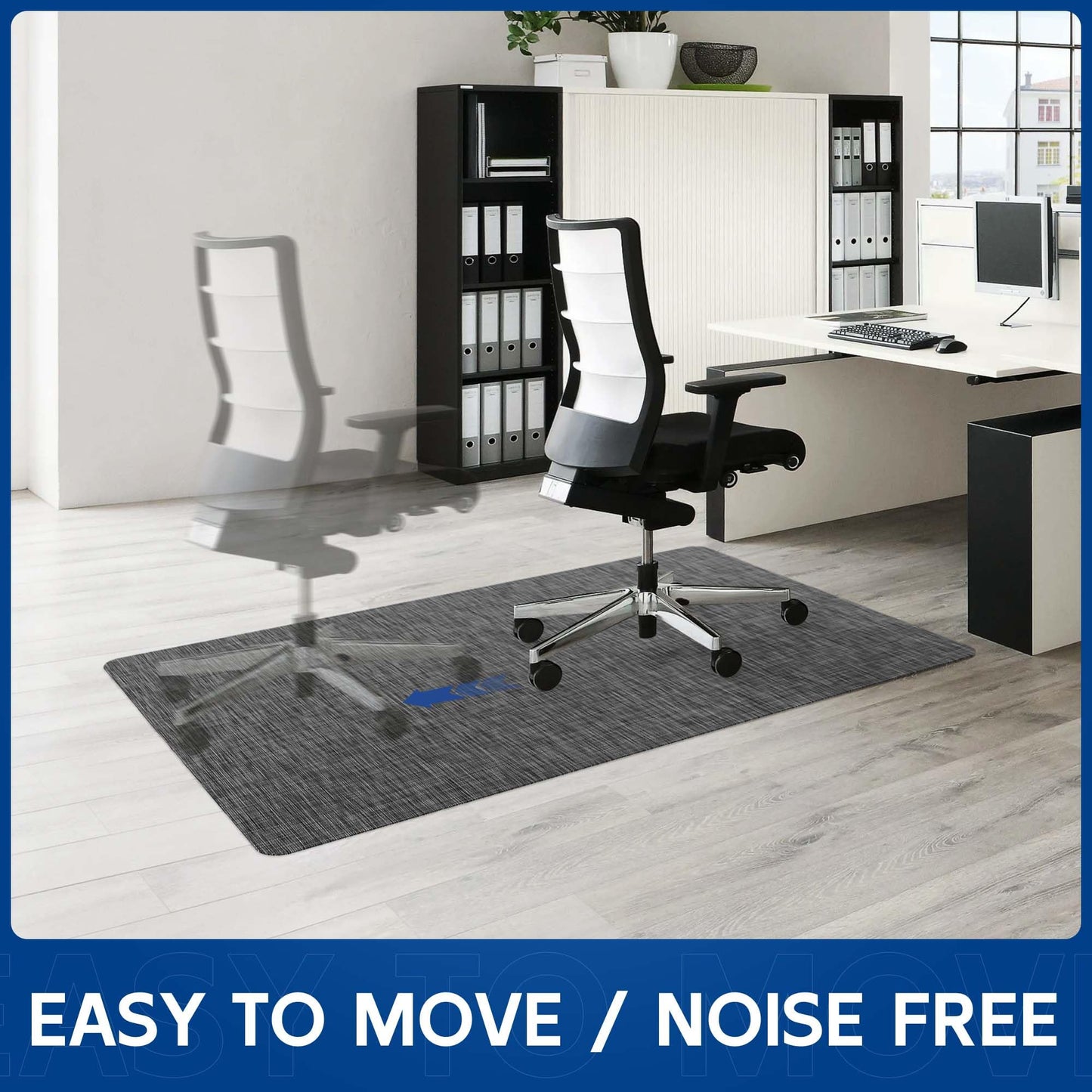 Naturei Office Chair Mat for Hardwood & Tile Floor, 45" x 53"Anti-Slip Desk Chair Mat, Easy Glide Floor Protector for Rolling Chairs, Floor Mat for Office Chair for Home Office (Dark Gery)