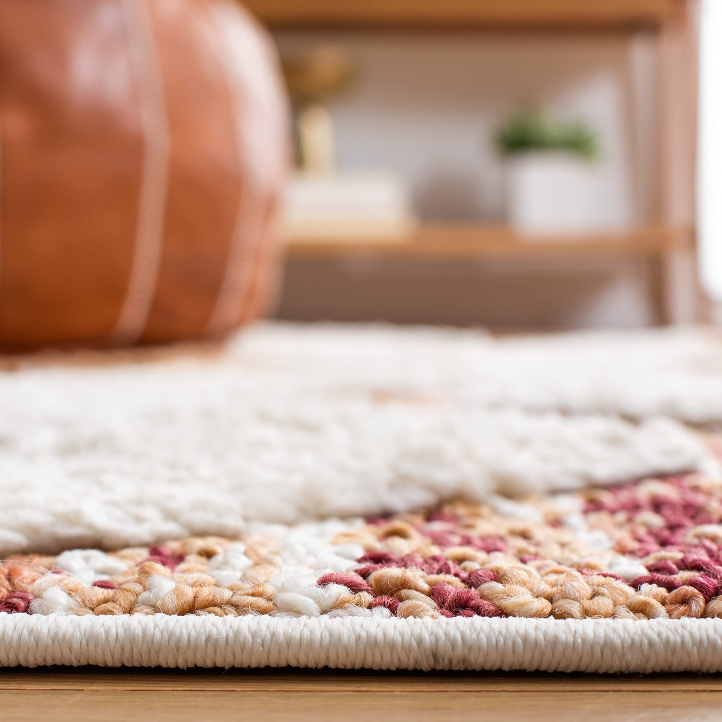 SAFAVIEH Moroccan Tassel Shag Collection Area Rug - 5'3" x 7'6", Rust & Ivory, Boho Design, Non-Shedding & Easy Care, 2-inch Thick Ideal for High Traffic Areas in Living Room, Bedroom (MTS664P)