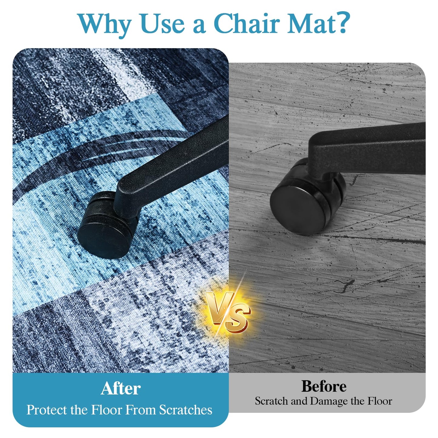Office Chair Mat for Hardwood Floor & Tile Floor,36"X 48" Heavy Duty Desk Chair Mat for Hard Floors, Under Desk Rug for Rolling Computer Chair,Anti Slip,Low Pile Carpet Protector-Convex Geo Blue Gray