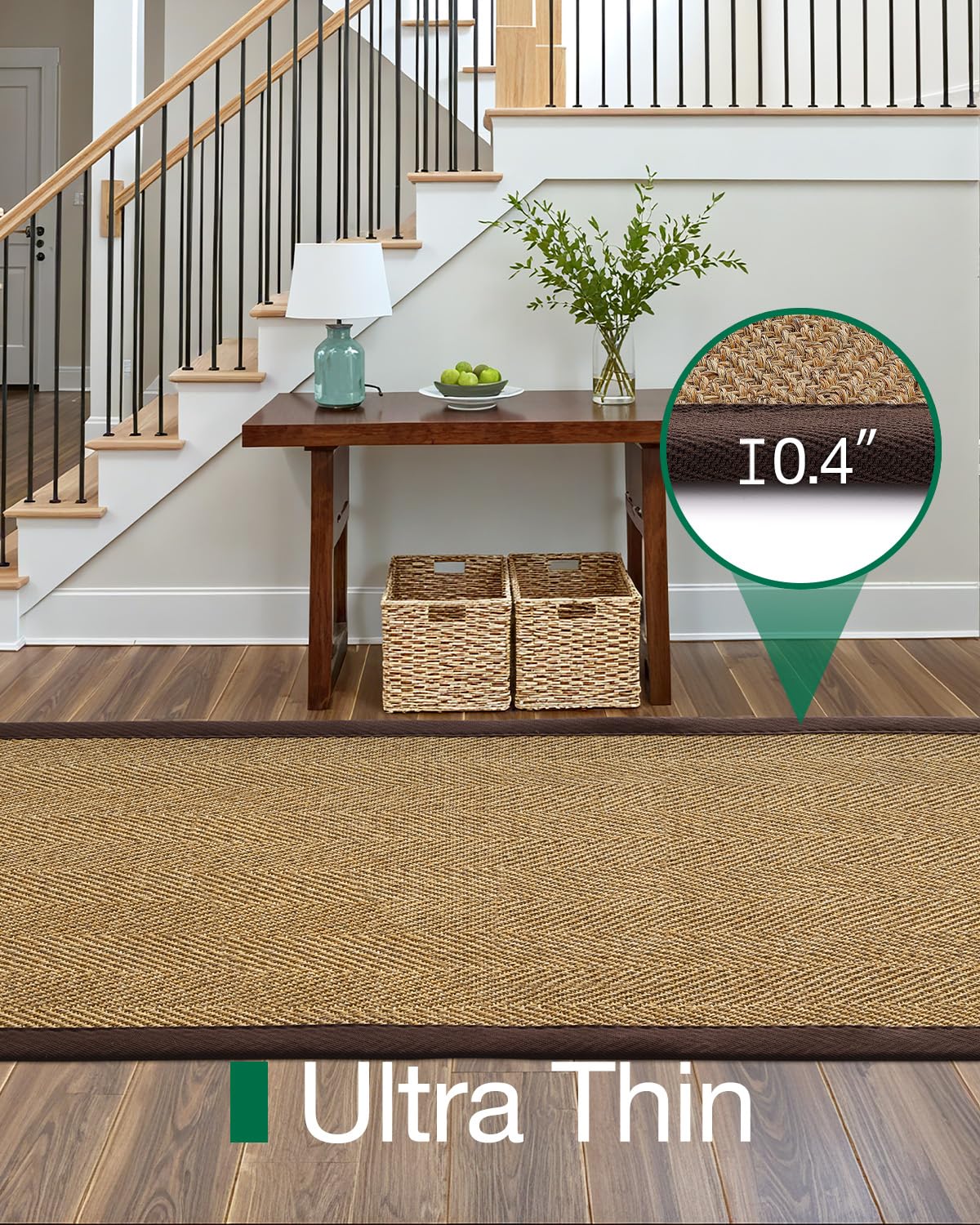LUMI 3x8 Sisal Runner Rug Non Slip for Hallway, Natural Rustic Carpet No Shedding, Farmhouse Braided Area Mat Indoor High Traffic for Living Room, Entryway, Kitchen, Laundry