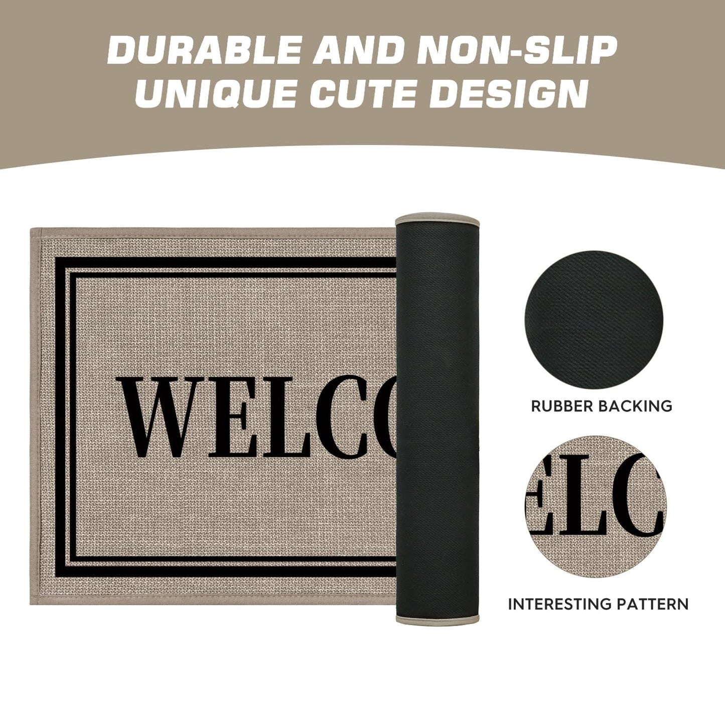 Artoid Mode Welcome Washable Doormat, Seasonal Decor Non Slip Low-Profile Absorbent Natural Rubber Back Door Mat 17x29 Inch