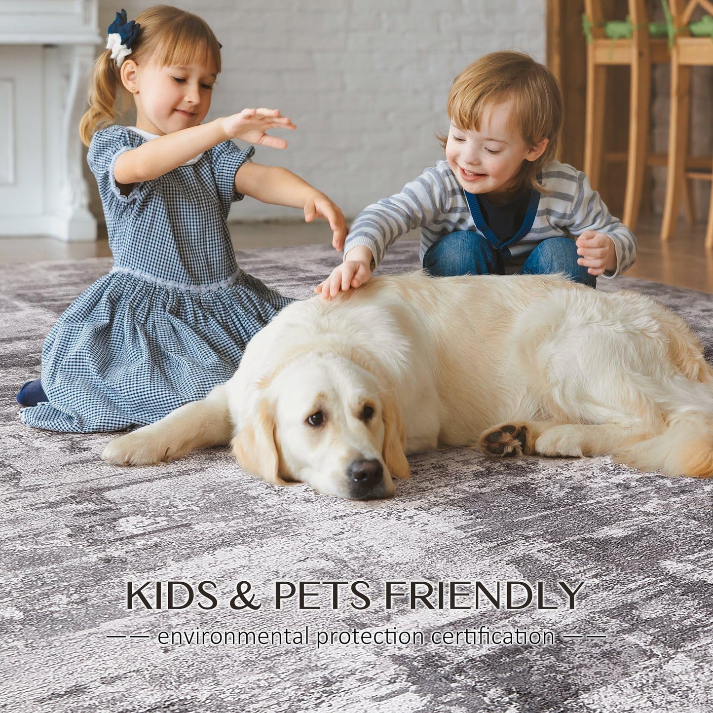 kakania 5x7 Washable Area Rug - Abstract Soft Non-Slip Modern Low-Pile Carpet for Living Room Bedroom Office Dorm, Kid Pet Safe Robot Vacuum Friendly - Grey