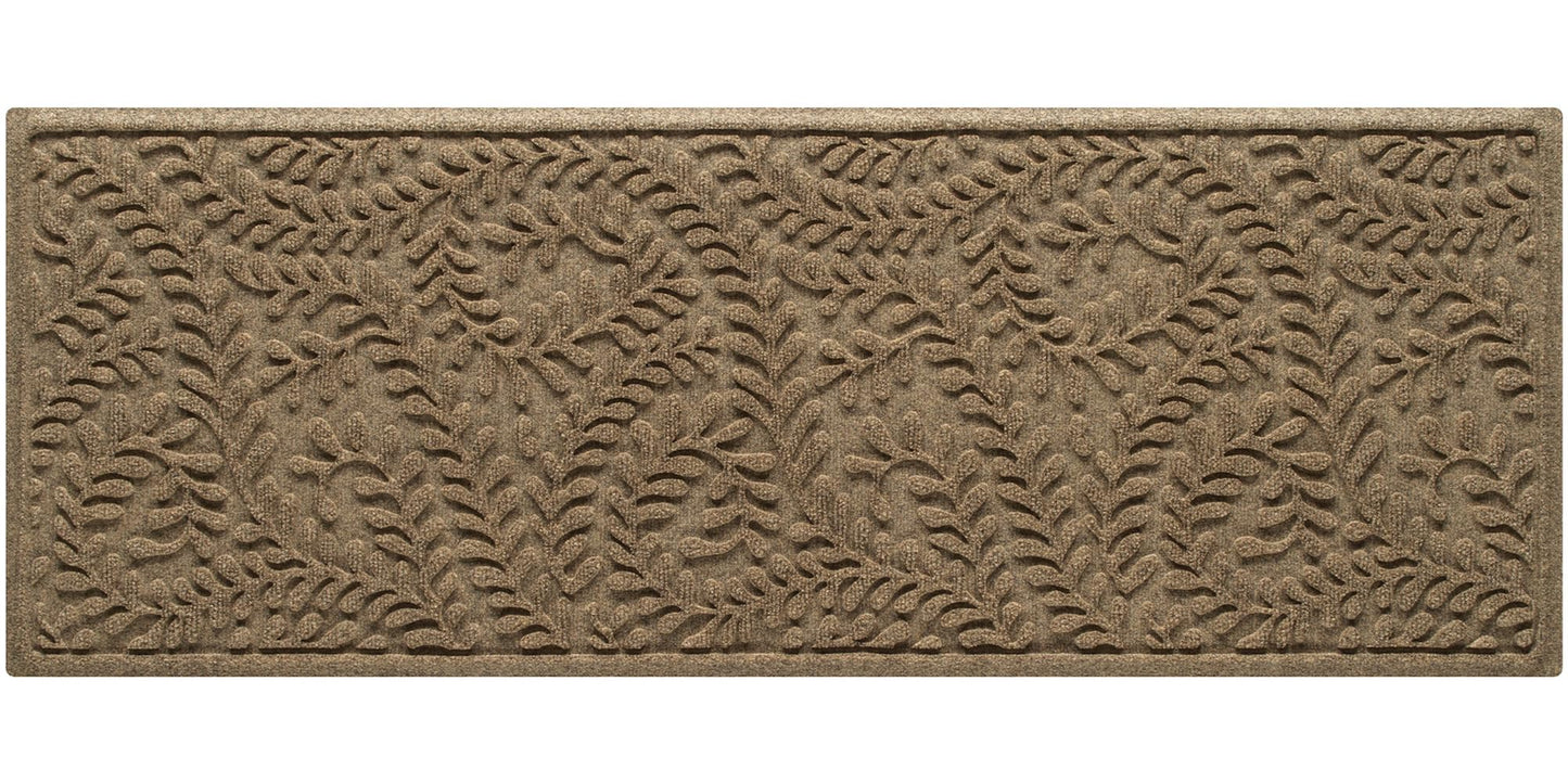 WaterHog Boxwood Front Door Mat Indoor Outdoor Entrance, Absorbent All-Weather Doormat with Non-Slip Rubber Backing, Dirt & Moisture Trapper, Low Profile & Easy Clean, Made in USA, 22"x59" Camel