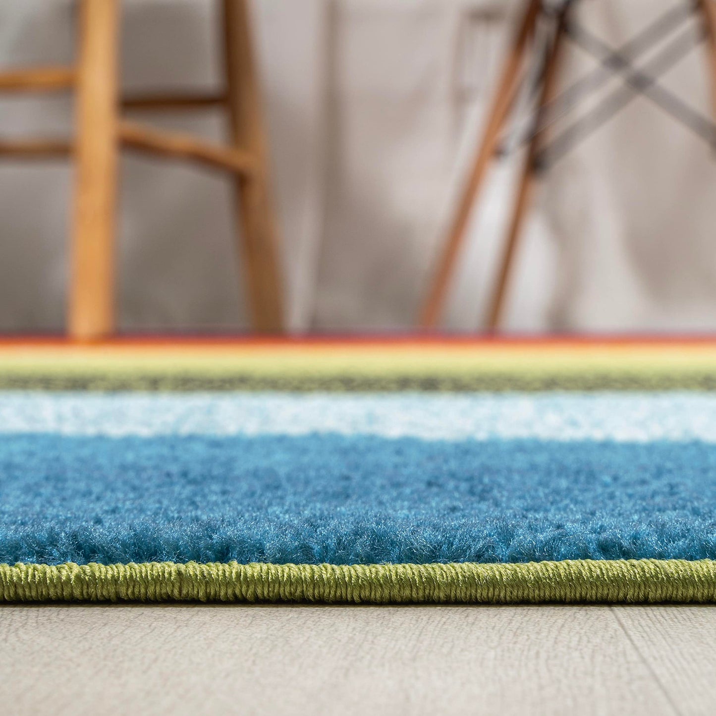 JONATHAN Y Prism Geometric Striped Indoor Area Rug 3x5, Orange/Green/Blue, Modern, Coastal, Easy-Cleaning for Living Room, Bedroom, Kitchen, Pet Friendly, Non-Shedding (DZC101A-3)