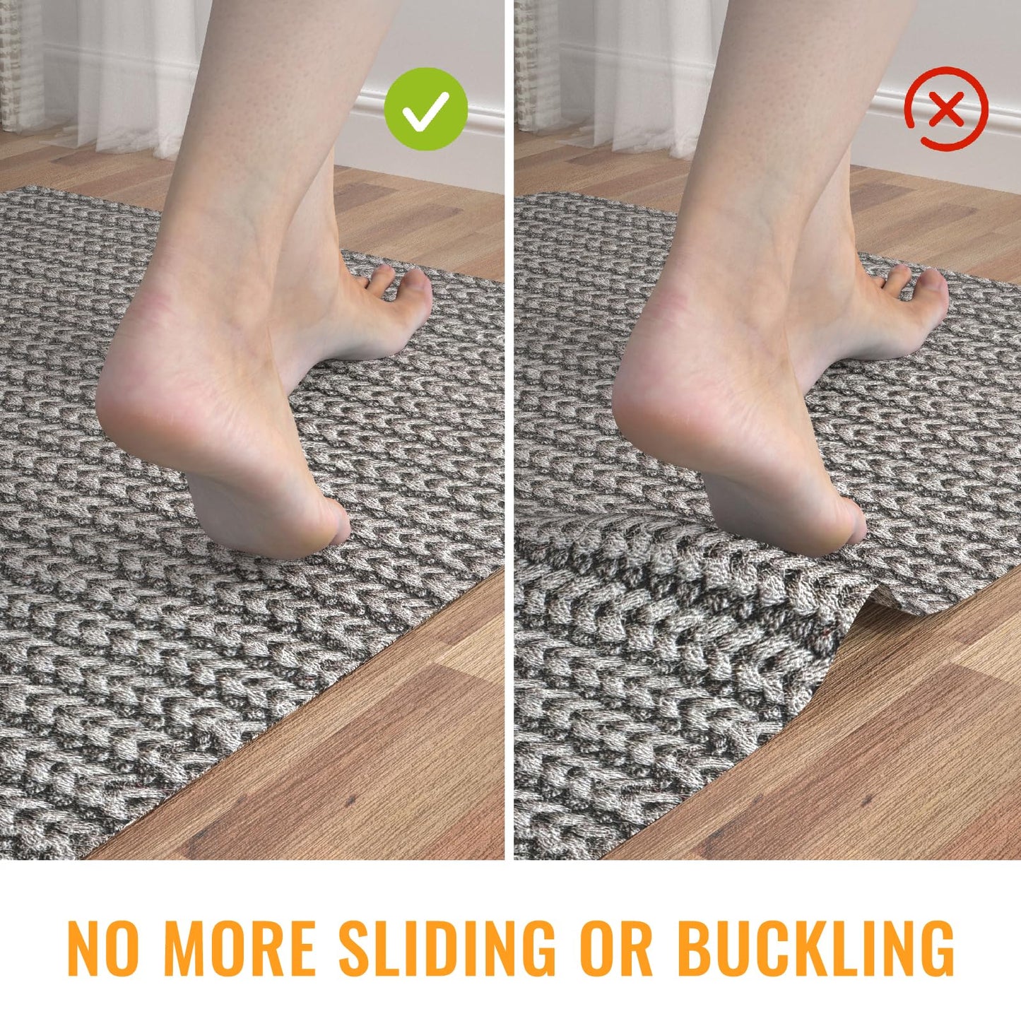 Comfypad Silicone Non-Slip Rug Pad, Anti Skid Thin Area Rug Pad Gripper, Under Carpet Rug Mats for Hardwood Surface Floors, Keep Rugs in Place-2x6 Ft