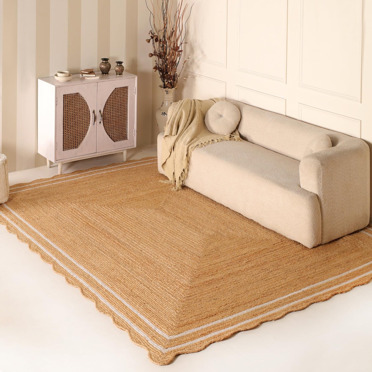 VEVARA HOMES Natural Wave Jute Area Rug – Extra Large Handwoven Braided Rug for Living Room & Dining Room, 8x10 Feet