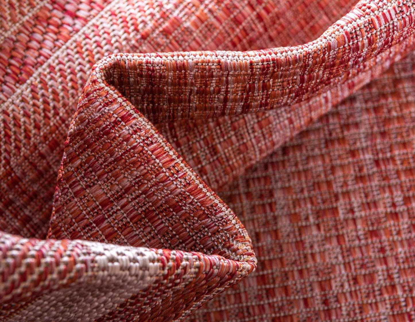 Unique Loom Outdoor Border Collection Area Rug - Soft Border (4' 1" x 6' 1" Rectangle, Rust Red/ Ivory)