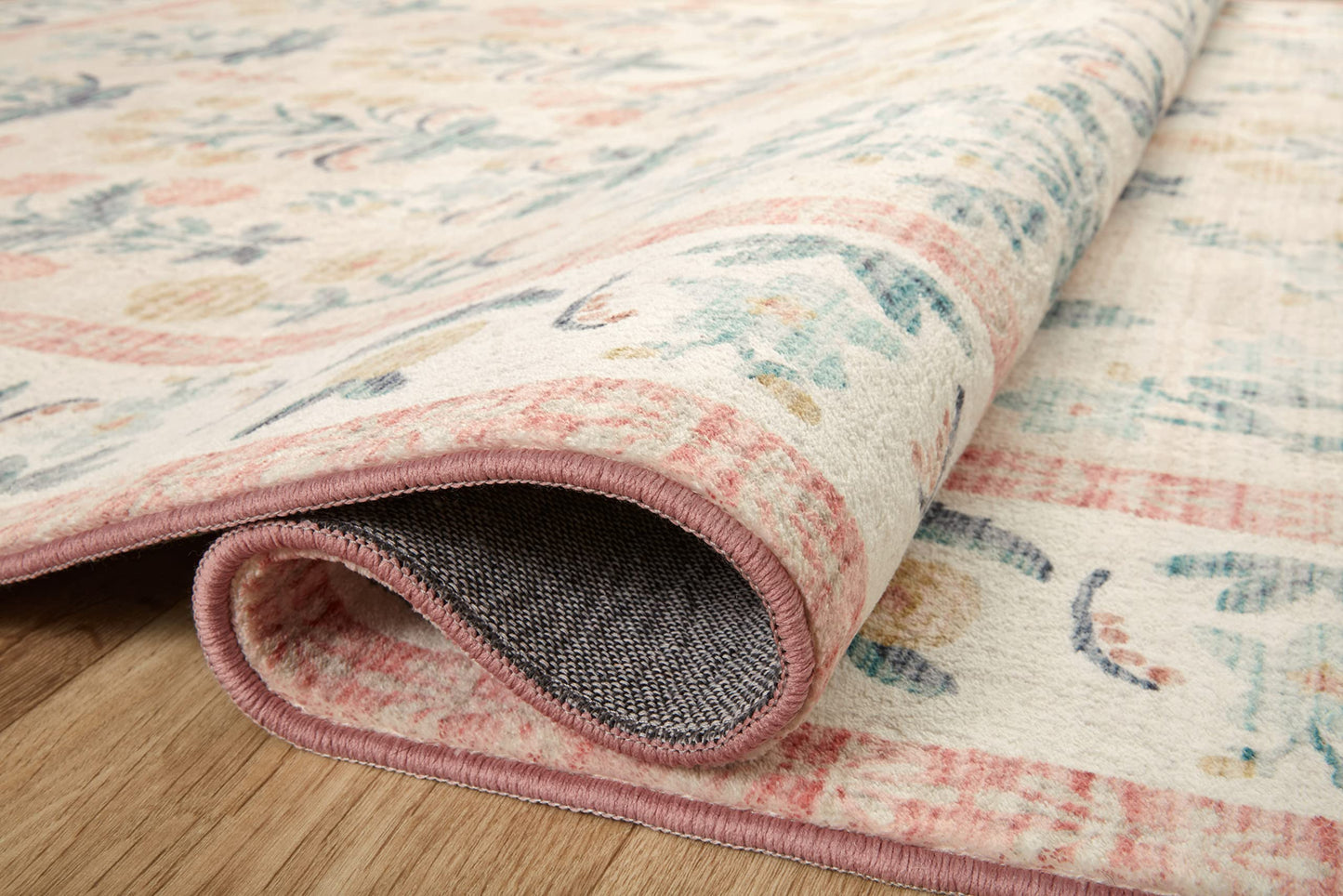 Loloi Rifle Paper Co. Eden Collection EDE-01 Mughal Rose Blush 7'-6" x 9'-6" Area Rug feat. CloudPile™