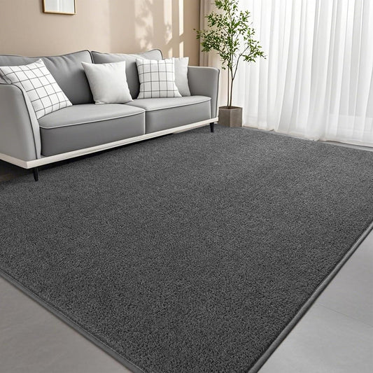 Woottpe 4x6 Feet Grey Area Rugs for Bedroom, Indoor Washable Memory Foam Rug for Living Room, Modern Aesthetic Minimalist Non-Slip Carpets for Kids Boys Girls Adults Dorm Home Decor