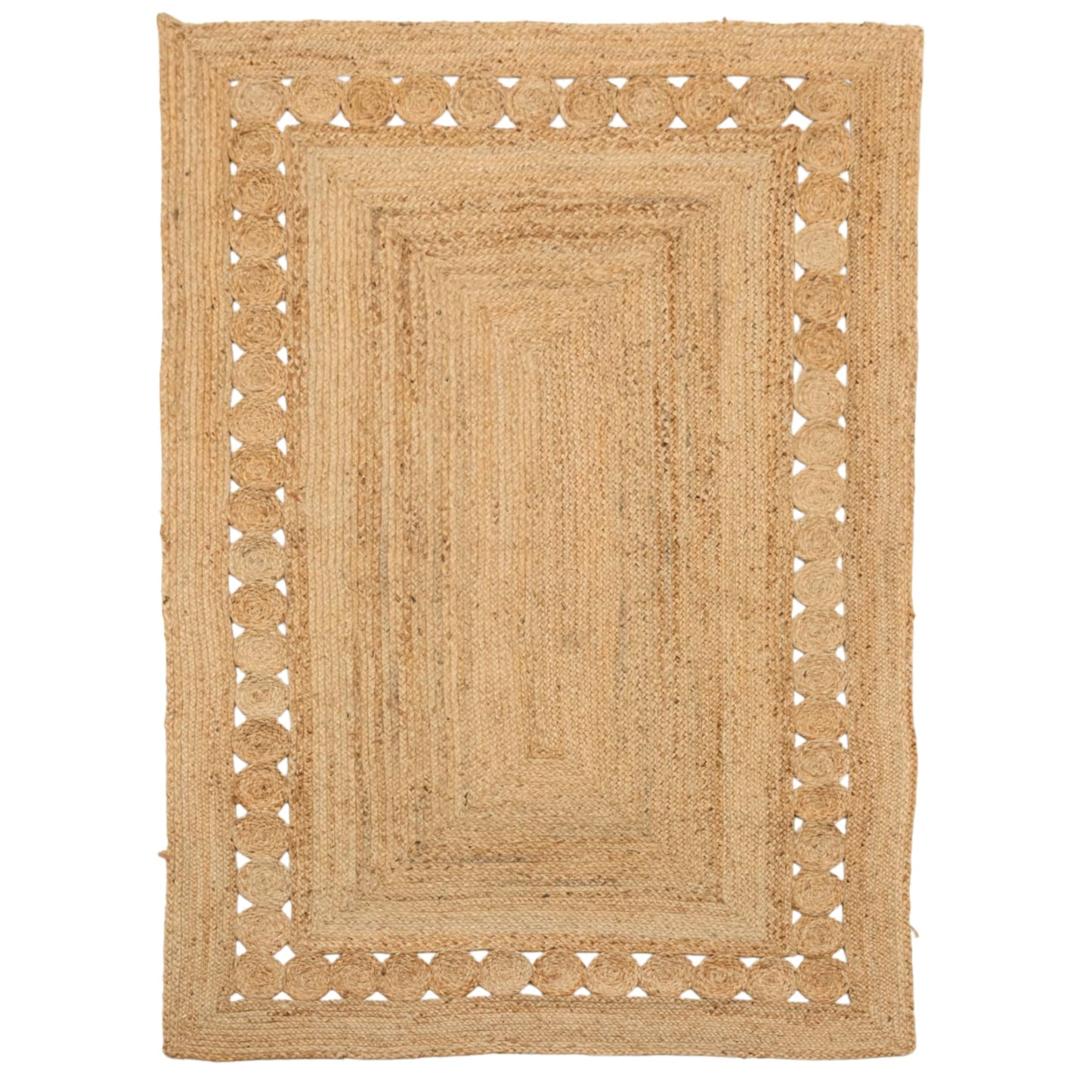 VAYAN Handwoven Natural Jute Rectangular Rug | Rustic Vintage Braided Rug | Nature Friendly Floor Mat for Living Room, Bedroom, Kitchen, Farmhouse, Patio, Hallway Carpet (Beige, 2'x3' Feet)