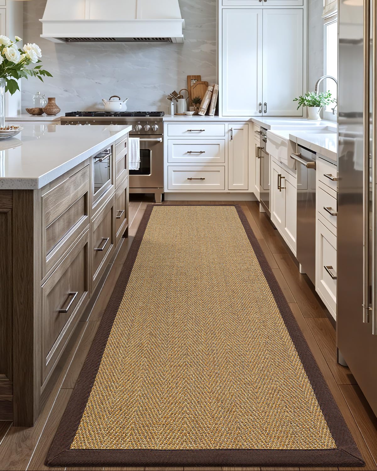 LUMI 3x8 Sisal Runner Rug Non Slip for Hallway, Natural Rustic Carpet No Shedding, Farmhouse Braided Area Mat Indoor High Traffic for Living Room, Entryway, Kitchen, Laundry