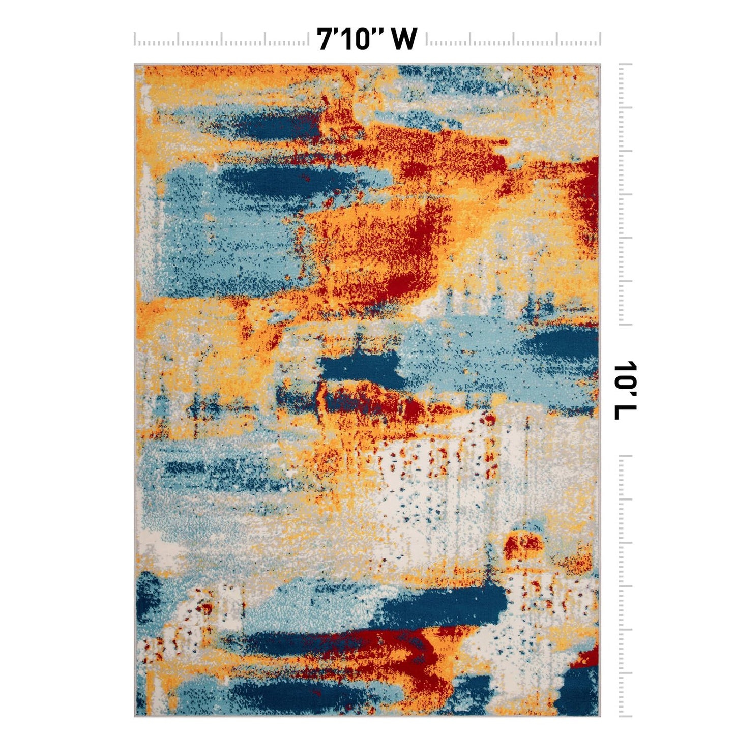 Rugshop Sky Collection Abstract Area Rug, Fade-Resistant Carpet for Open Living Areas or Bedroom,Living Room,Dining Room 7'10" x 10'