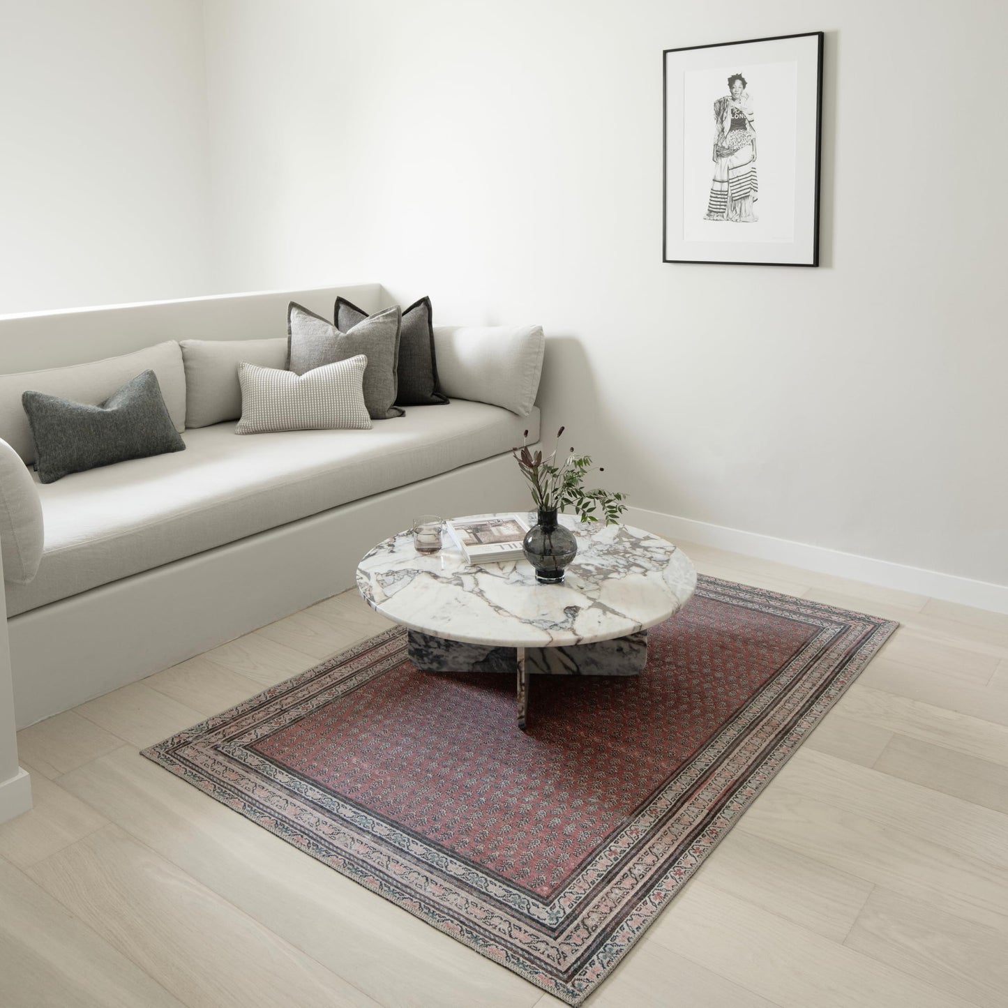 KNOTTING MATTERS Rusty Rhythm 3’ x 5’ Area Rug – Deep Rust & Charcoal Heritage Flatweave, Low-Pile – Easy Clean Accent Rug – Perfect for Entryway, Hallway, Kitchen, Bedroom – Pet & Kid Friendly