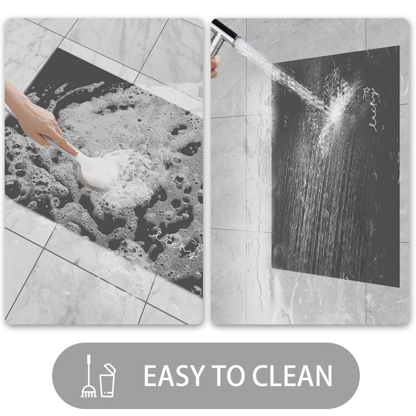 LYGLIGH Ultra Thin Door Mat Indoor Entrance, 1/10 in Thin Door Mats for Inside Entry, Non-Slip Rubber Backing Washable Doormat, Fade Resistant, Absorbent Dirt Trapper, 24"X16", Dark Grey