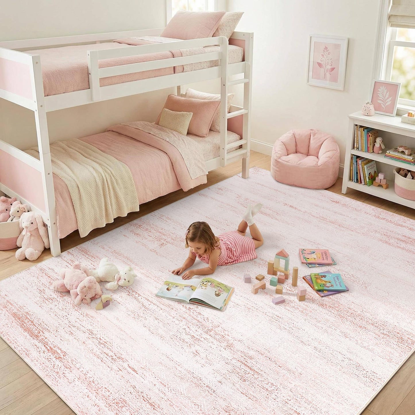 Garvee Girls Room Rug 5x7 Washable Non Slip Soft Low-Pile Stain Resistant