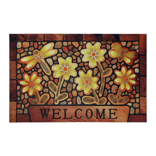 DWKKX Durable Welcome Door Mats 24”x36” – Heavy Duty Non-Slip Rubber Outside Door Mat Large Front Outdoor Mat for Home Entrance, Porch, Patio, Garage and High Traffic Areas,Dragonfly Flower